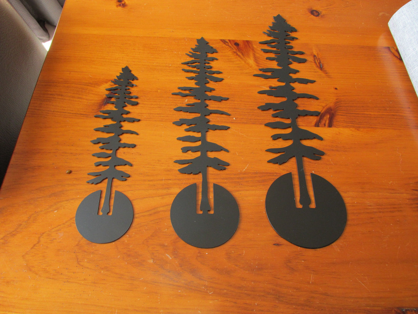 Set of 3 Metal Pine Trees, Free standing Metal Pine Trees, 3 Trees, Hancrafted