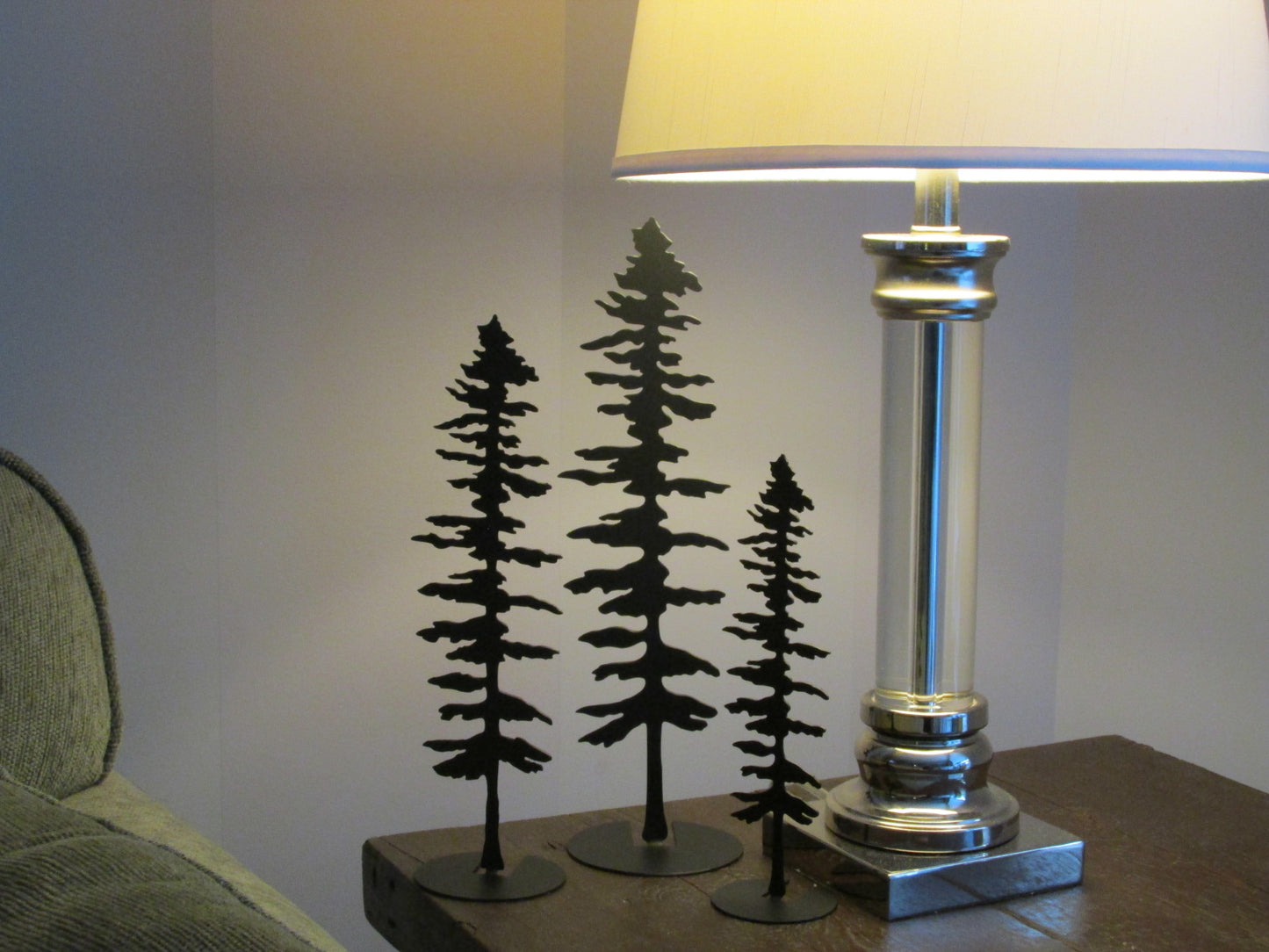 Set of 3 Metal Pine Trees, Free standing Metal Pine Trees, 3 Trees, Hancrafted