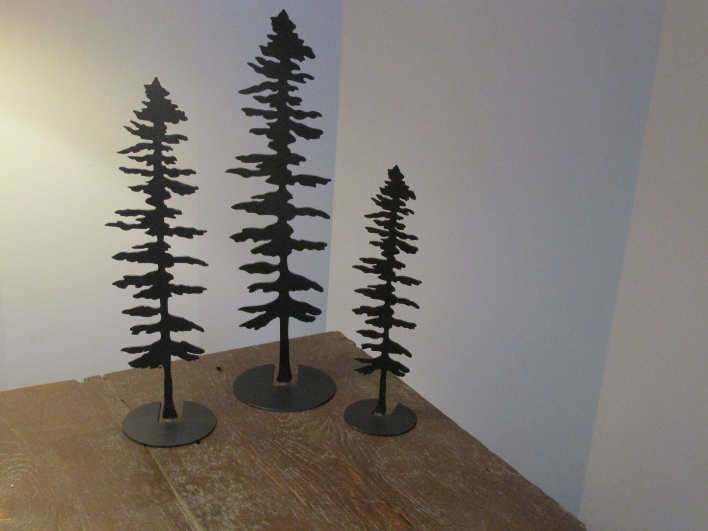 Set of 3 Metal Pine Trees, Free standing Metal Pine Trees, 3 Trees, Hancrafted