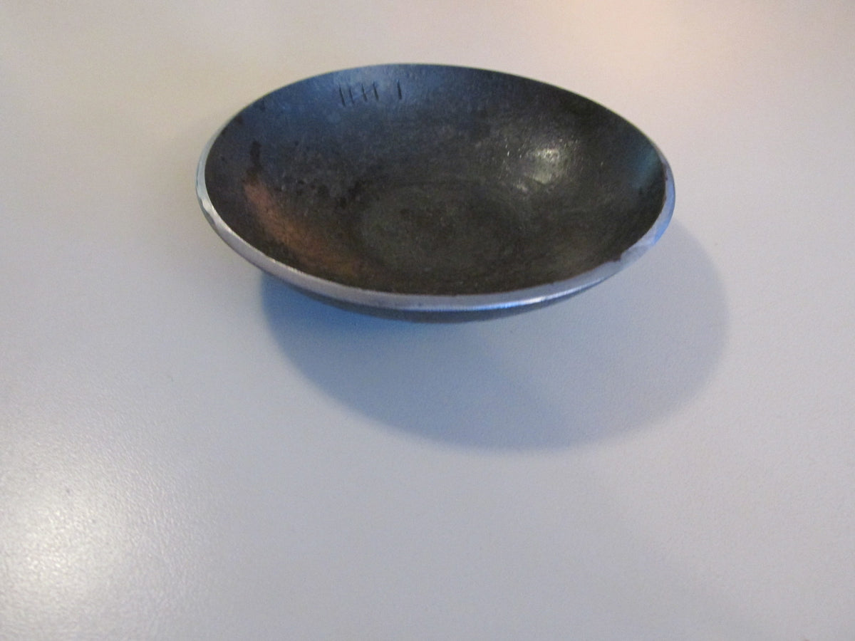 handmade iron anniversary bowl, beeswax finished, metal artisan Ontario.